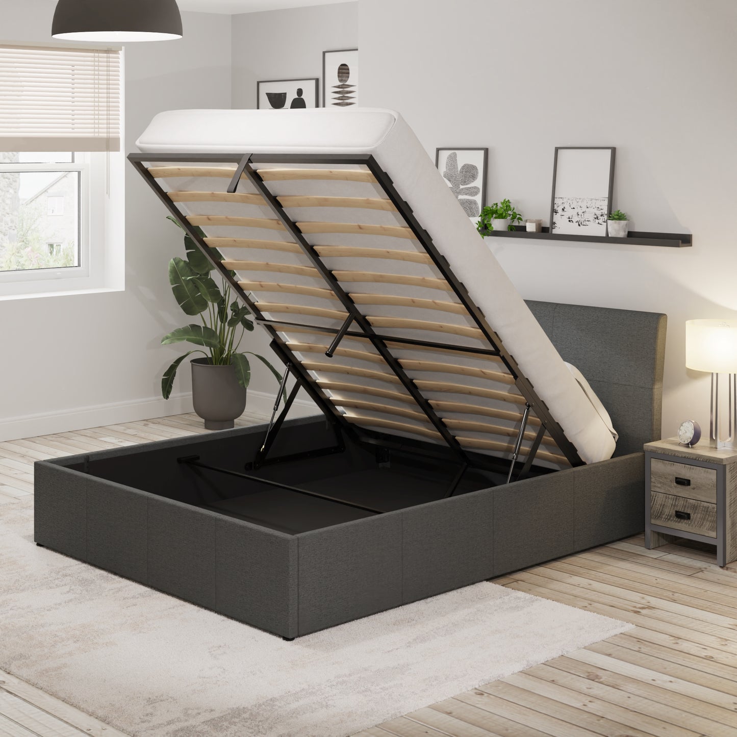 GFW Ascot Fabric Ottoman Bed Frame - Kingsize - Image 2