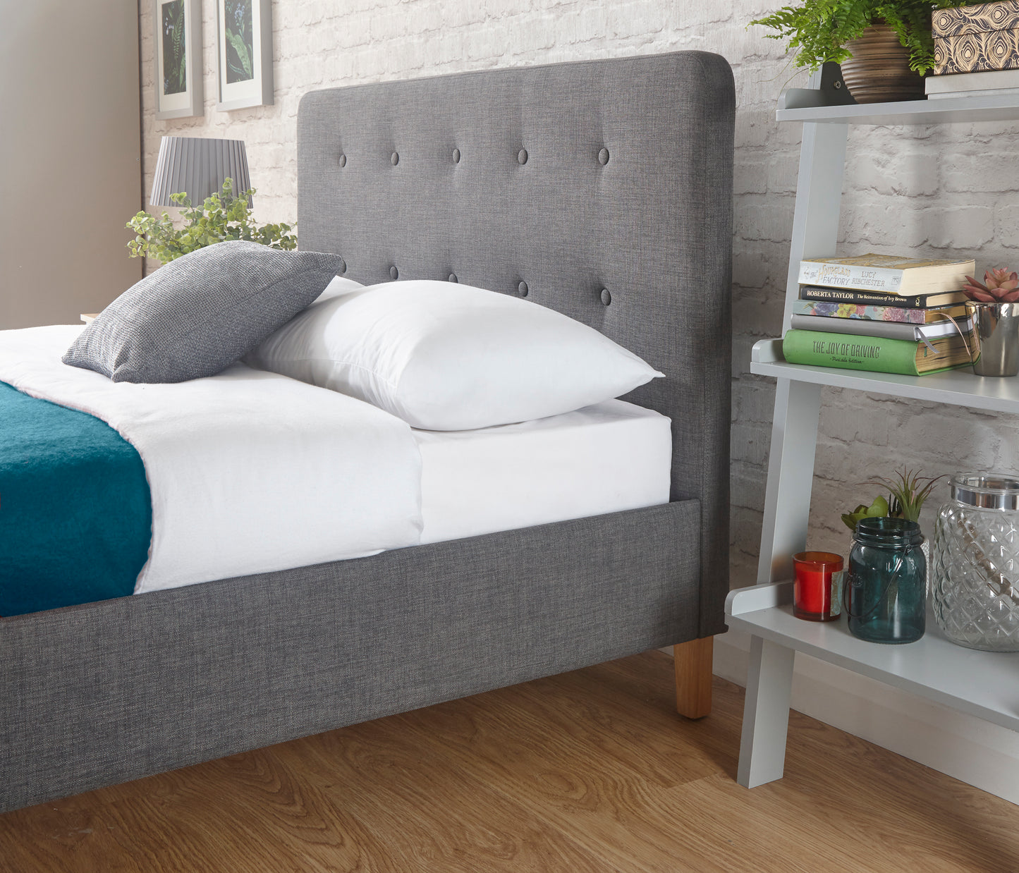 GFW Ashbourne Grey Upholstered Bed - Kingsize - Image 3