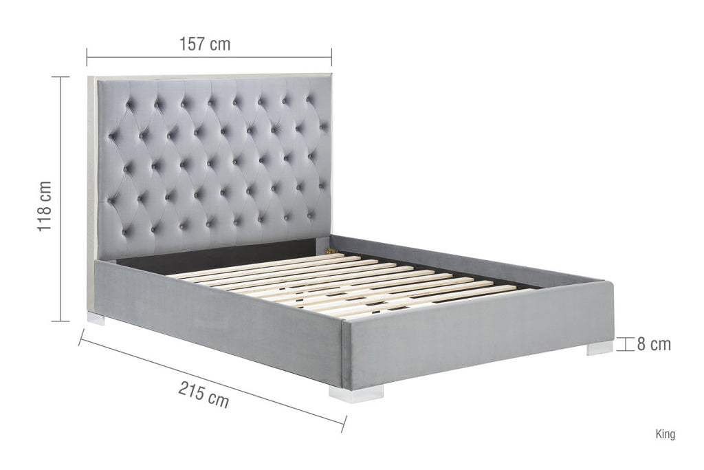 Birlea Chelsea Fabric Bed Frame - Grey - Image 4