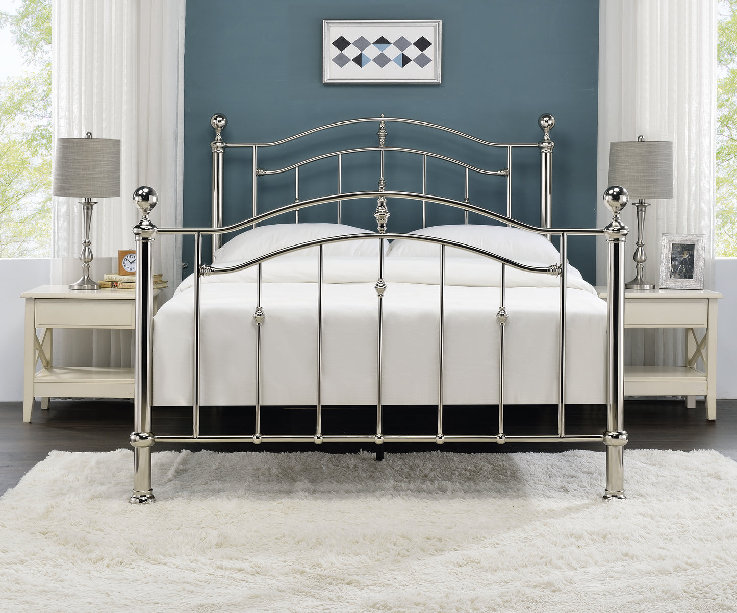 Capstone Metal Bed Frame - Shiny Chrome - Image 2