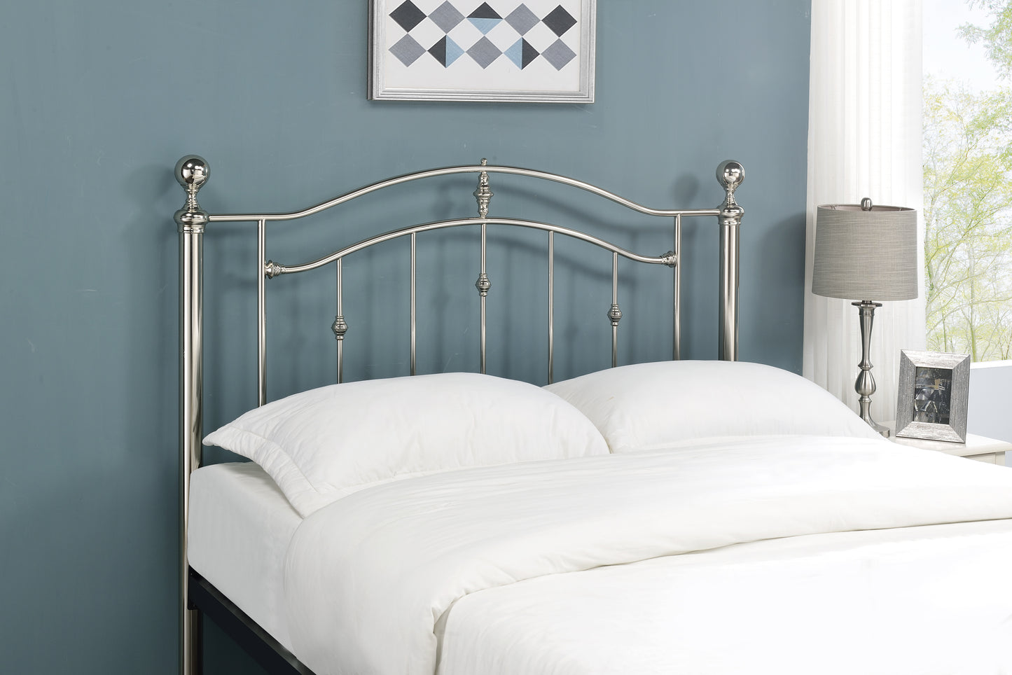 Capstone Metal Bed Frame - Shiny Chrome - Image 3