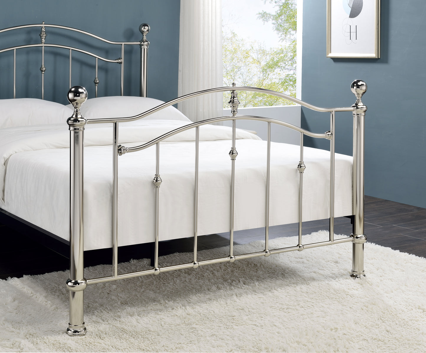 Capstone Metal Bed Frame - Shiny Chrome - Image 4