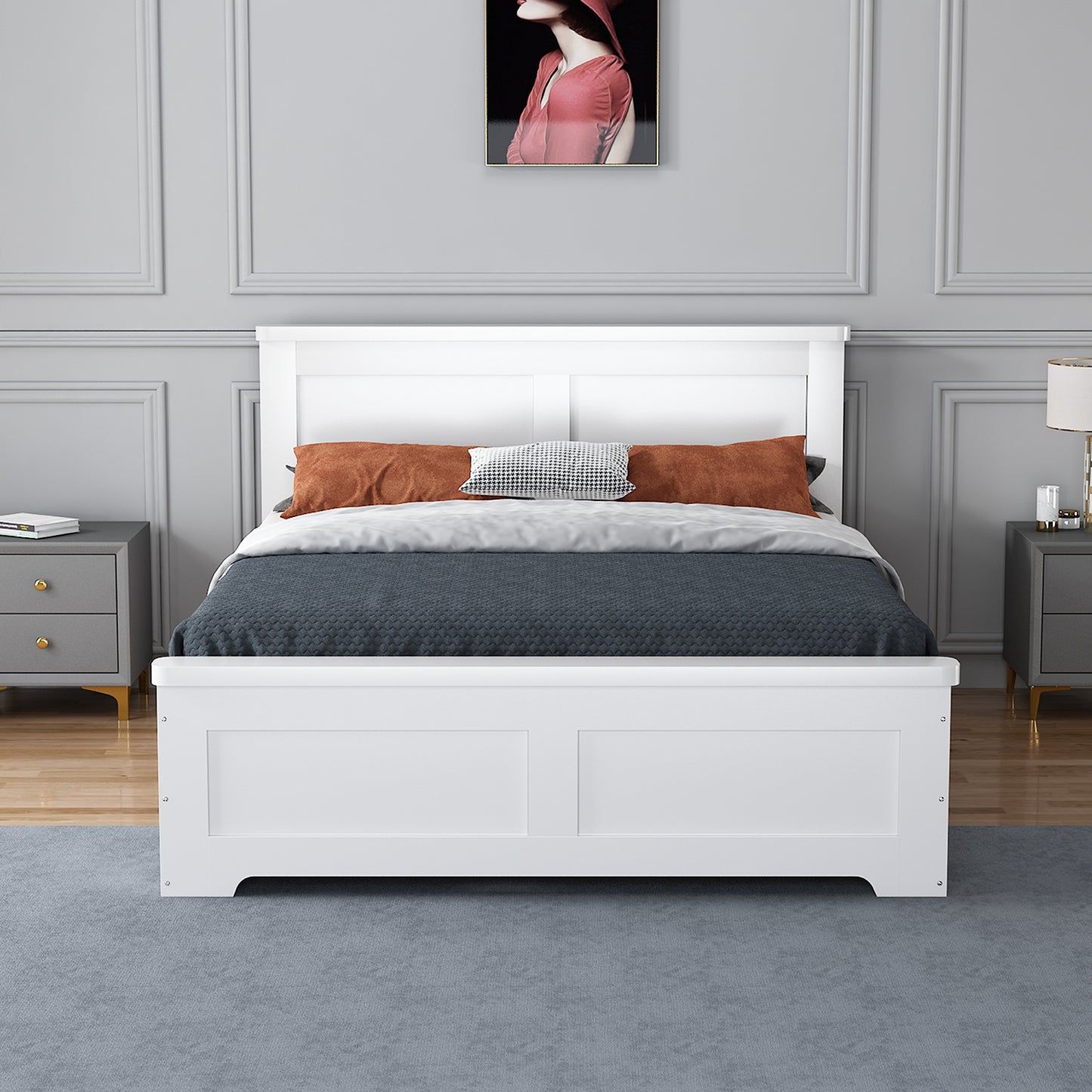 Coastal Four Drawer Wooden Bed Frame - White - Image 3
