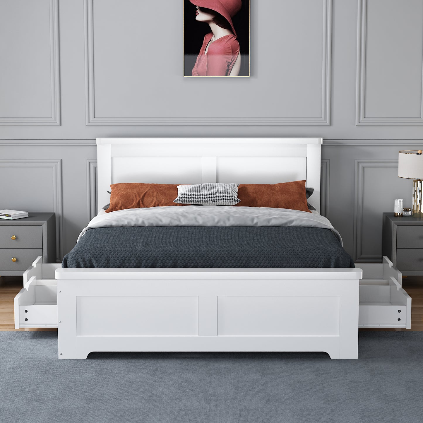 Coastal Four Drawer Wooden Bed Frame - White - Image 2