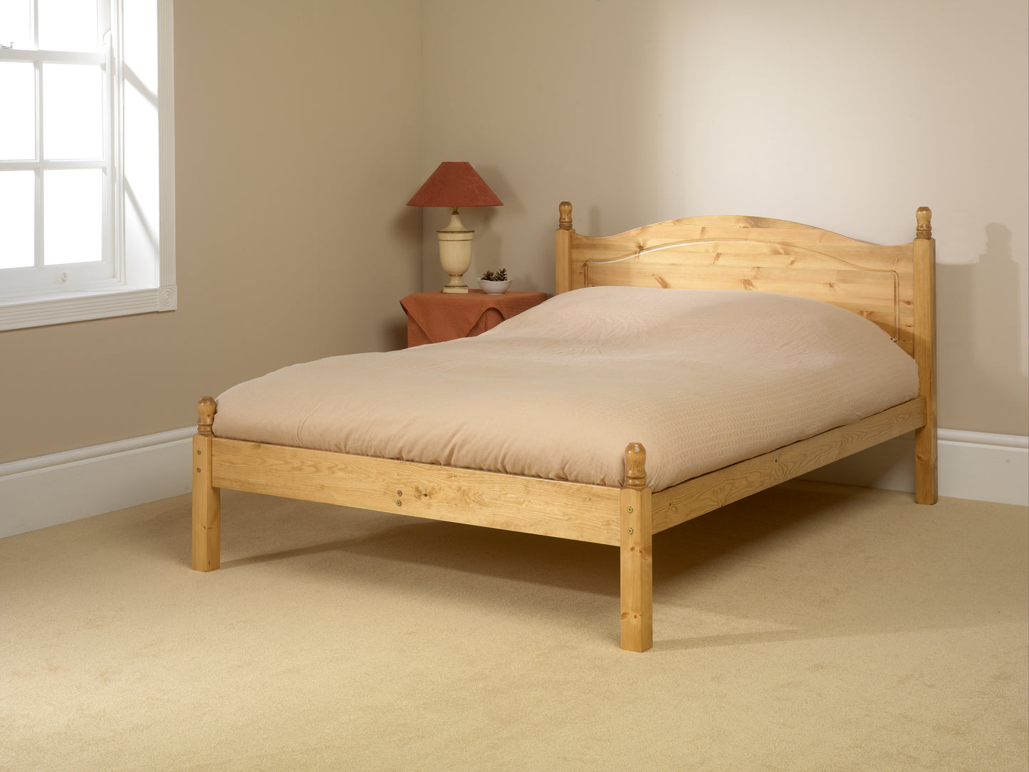 Orlando Wooden Pine Low End Bed Frame - Double - Image 2