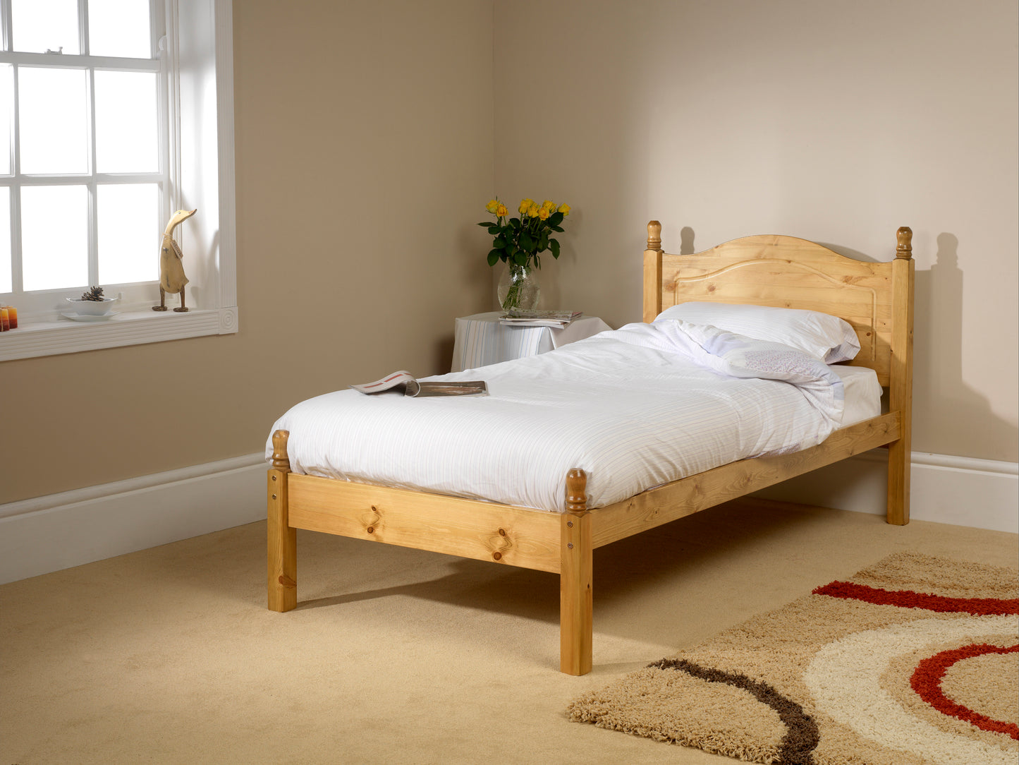Orlando Wooden Pine Low End Bed Frame - Double - Image 3
