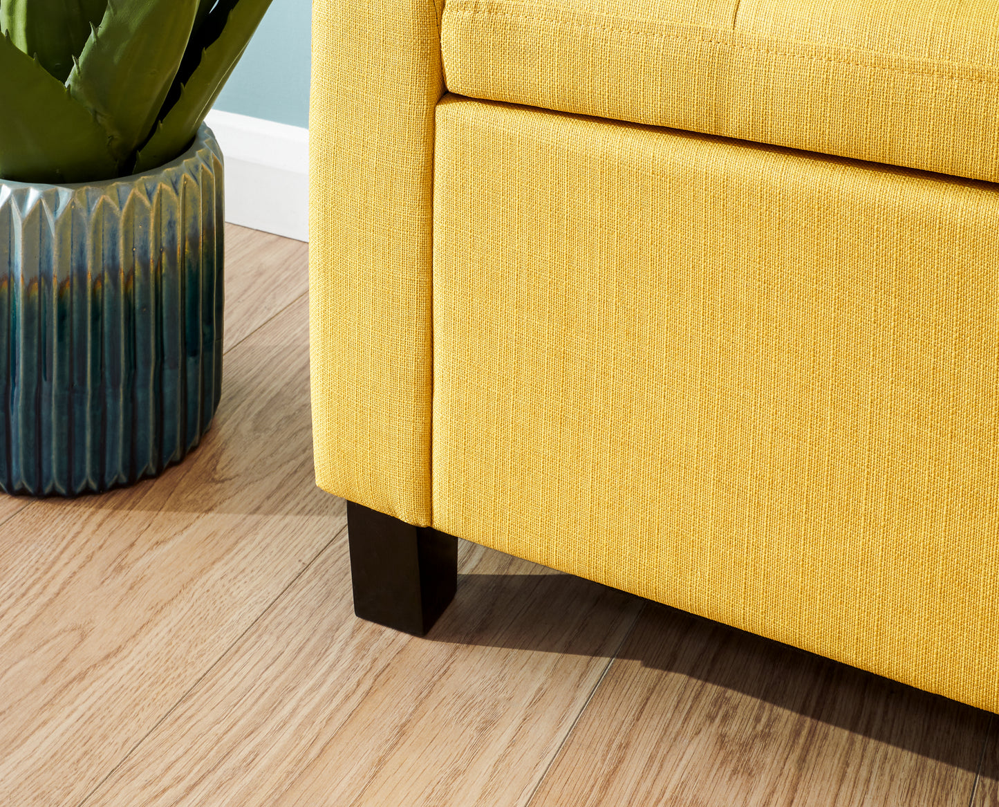 GFW Verona Fabric Blanket Box Bench - Mustard - Image 4