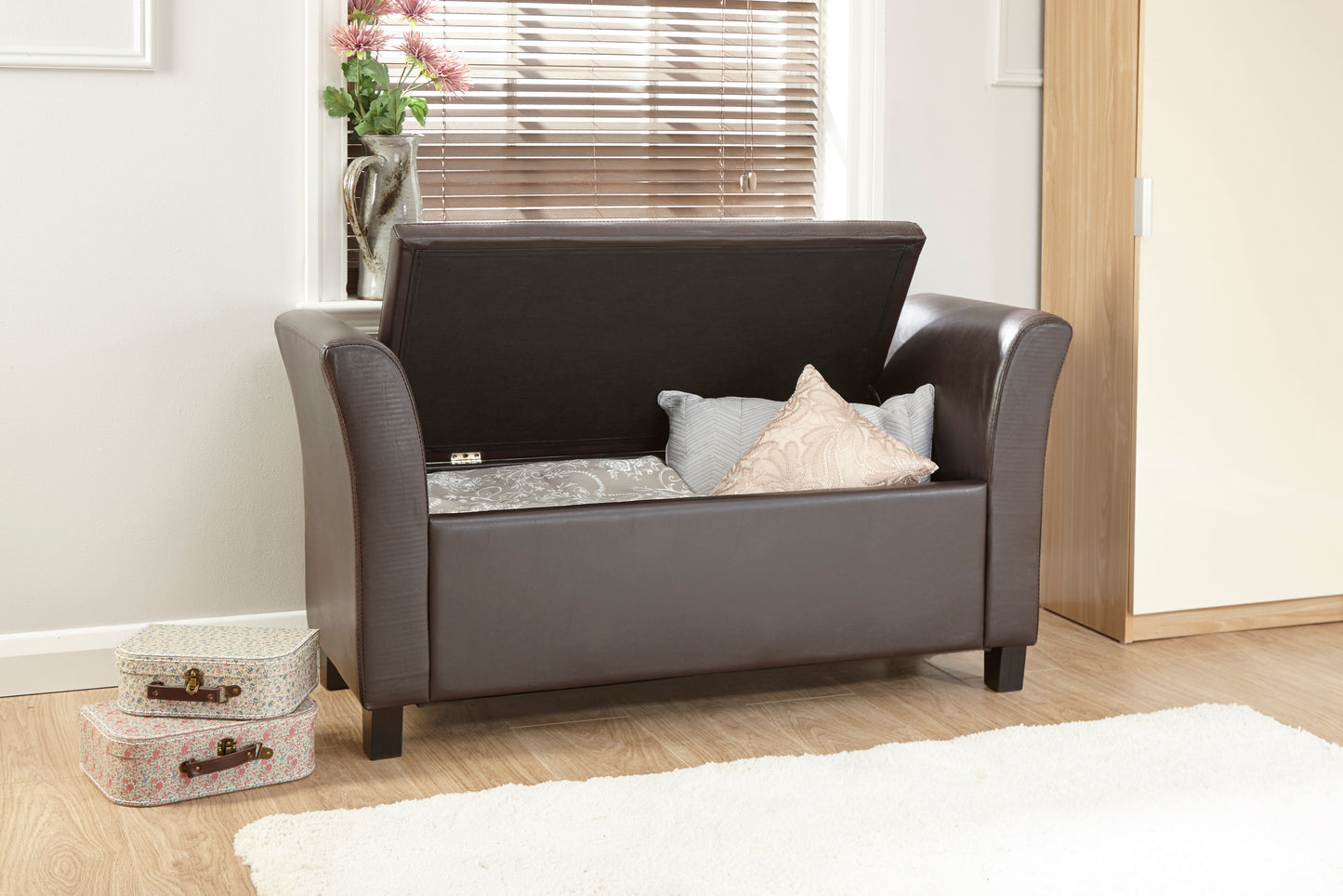 GFW Verona Leather Blanket Box - Brown - Image 2