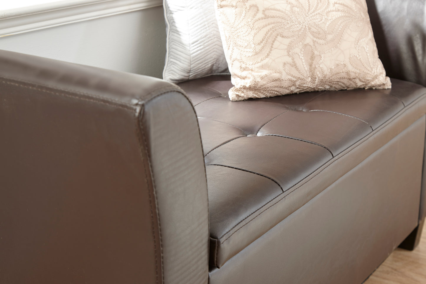 GFW Verona Leather Blanket Box - Brown - Image 3