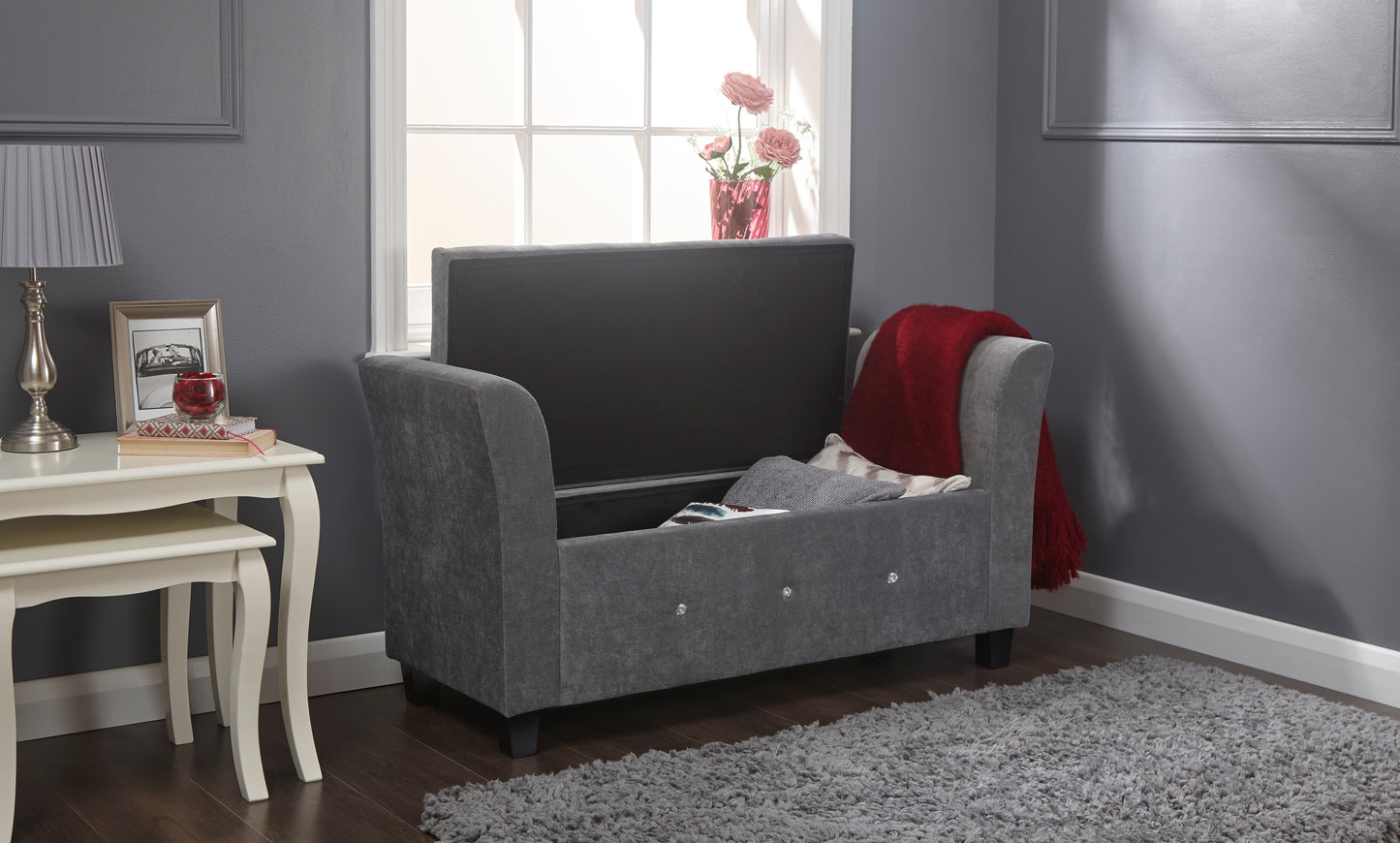 GFW Verona Diamante Window Seat - Grey - Image 2