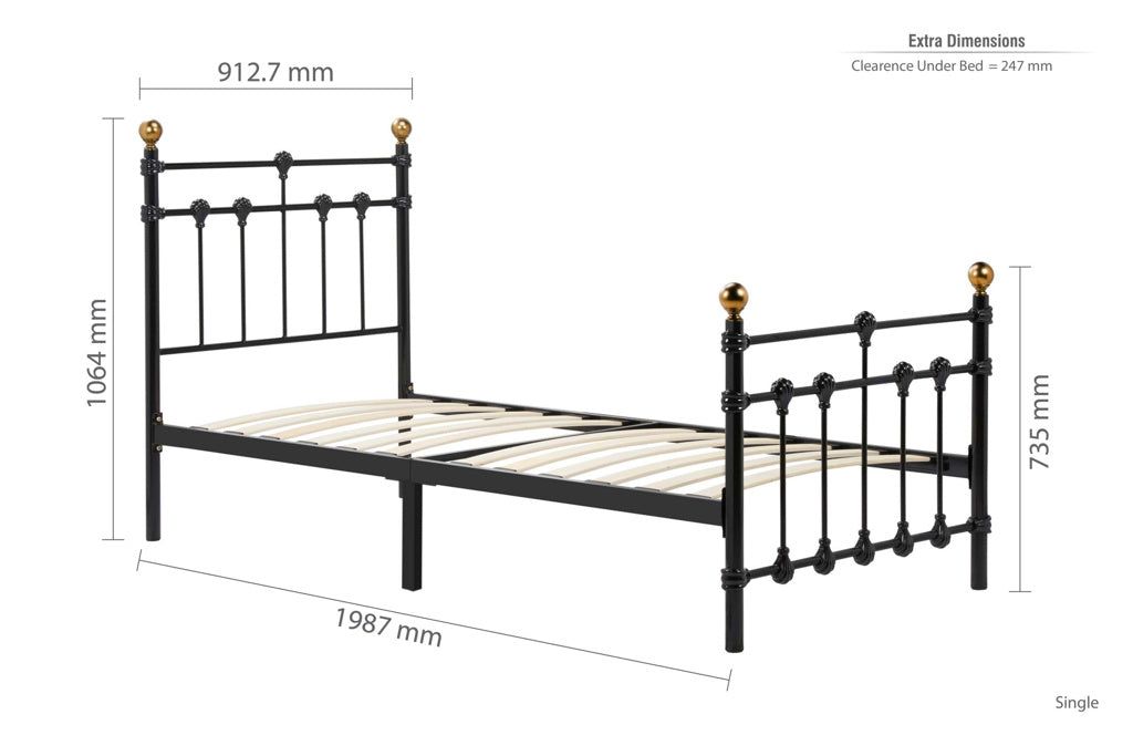Birlea Atlas Bed Frame - Black - Image 4