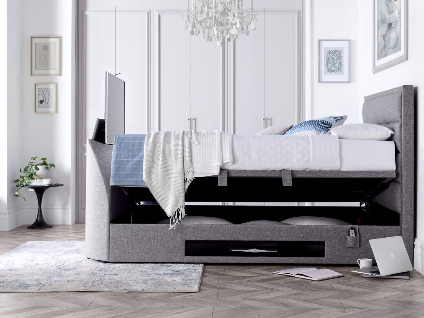 Kaydian Kirkley TV Ottoman Bed - Marbella Grey - Image 2