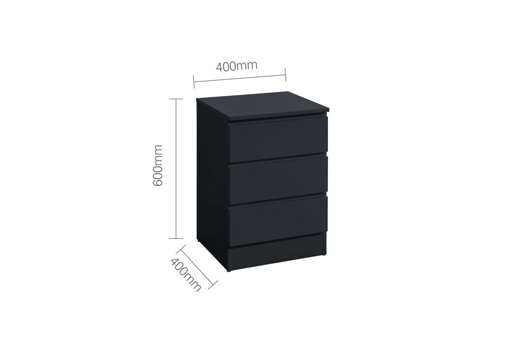 Birlea Oslo 3 Drawer Bedside - Black - Image 3