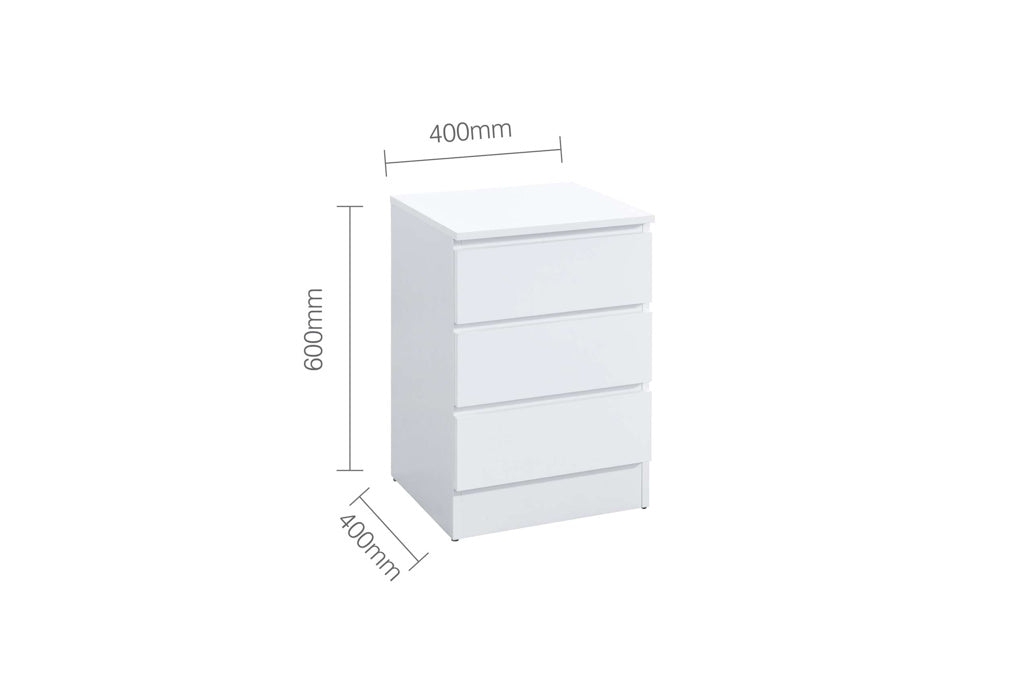 Birlea Oslo 3 Drawer Bedside - White - Image 3