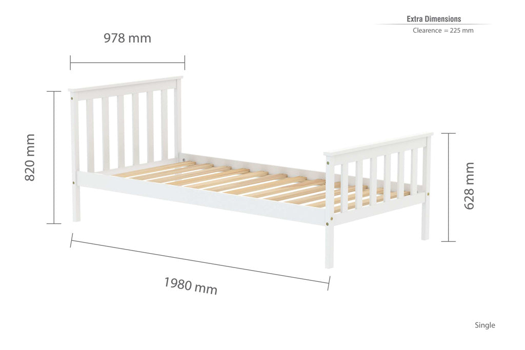 Birlea Oxford White Wooden Bed Frame - Single - Image 4