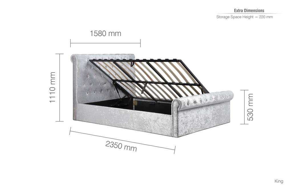 Birlea Sienna Fabric Side Ottoman - Kingsize - Image 4