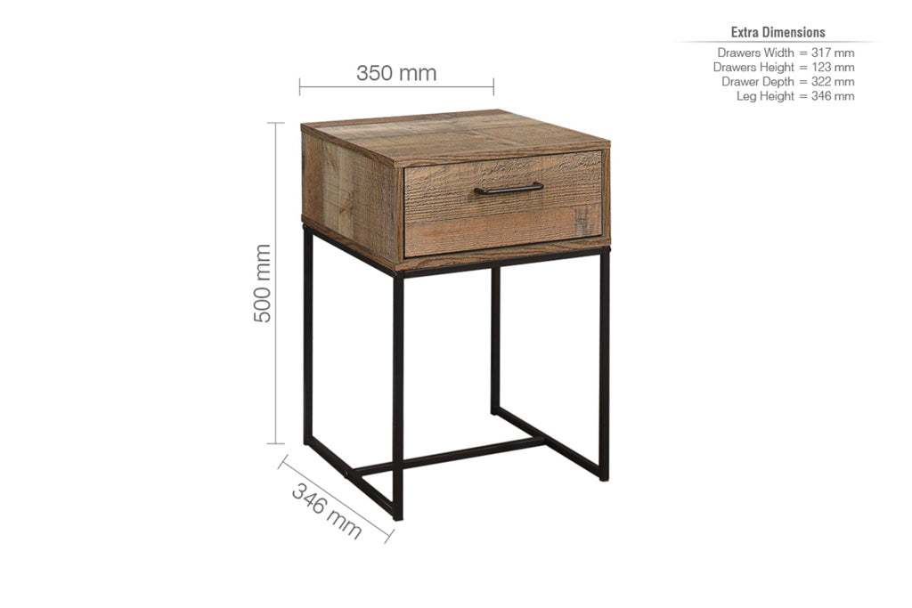 Birlea Urban Narrow 1 Drawer Bedside Table - Image 3